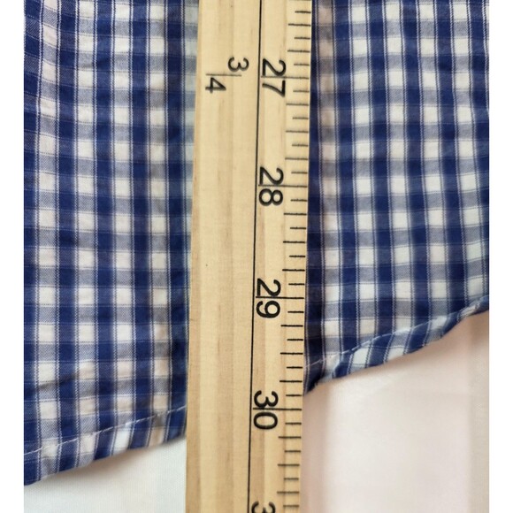 IZOD Men's XL Blue/White Gingham Regular Fit Long Sleeve Button Up Shirt - Picture 9 of 9
